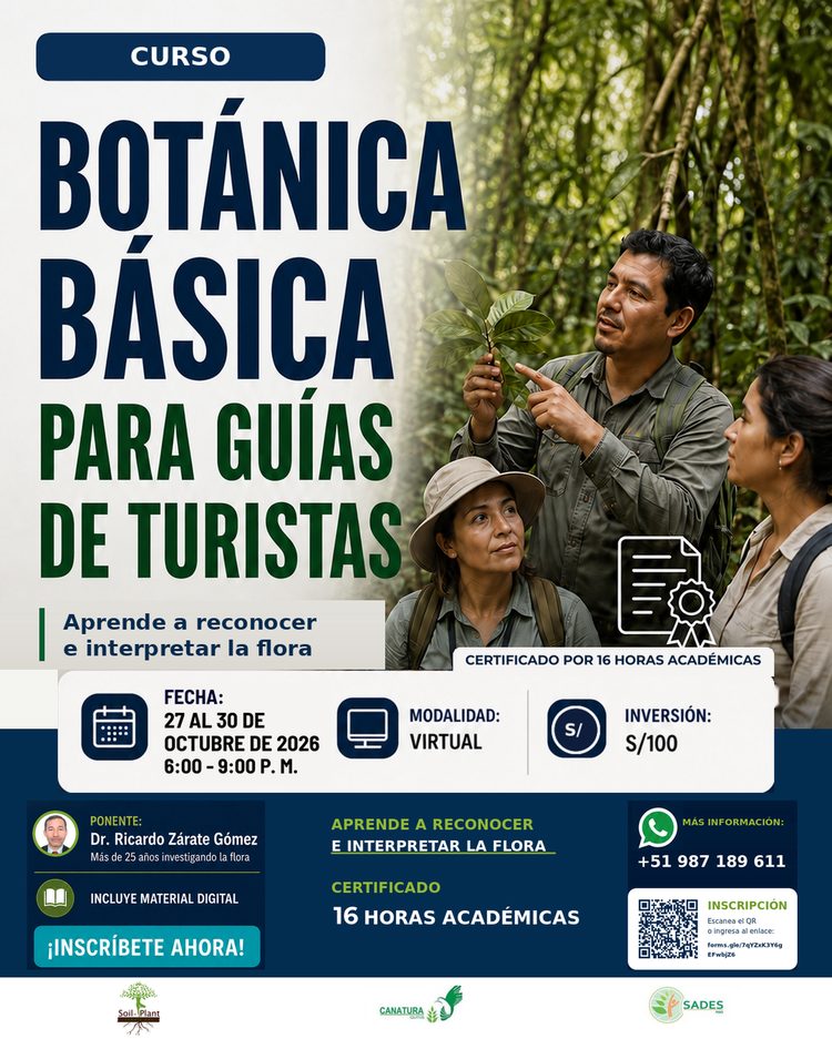 Curso Botánica Básica para Guías de Turistas — 27 al 30 de octubre de 2026, virtual